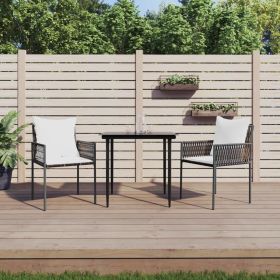 Patio Chairs with Cushions 2 pcs Brown 21.3"x24"x32.7" Poly Rattan