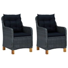 Patio Chairs with Cushions 2 pcs Poly Rattan Dark Gray