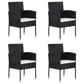 Patio Chairs 4 pcs Poly Rattan Black